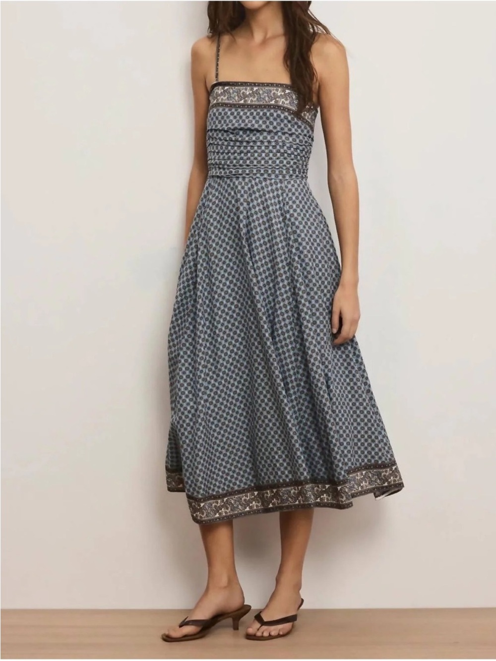 Veronica Beard Lana Scarf-Print Midi Dress - size 12